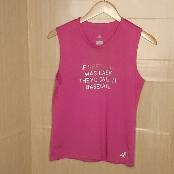 Adidas Women's Pink Softball Theme Tank Top Small - Picture 1 of 6